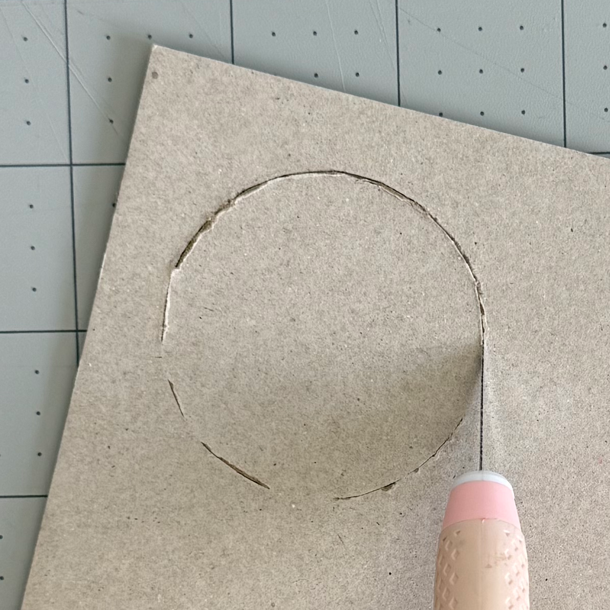 Finishing the cut around a chipboard circle